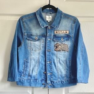 Love Tree Denim jacket with ironed on patches